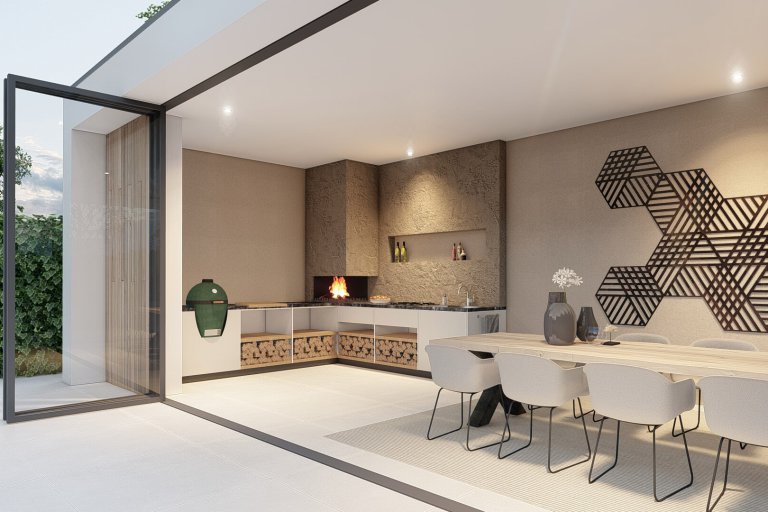 Buitenverblijf_Type Bonaire_Luxe overkapping_Buitenkeuken_Lounge_FineYard Buitenleven